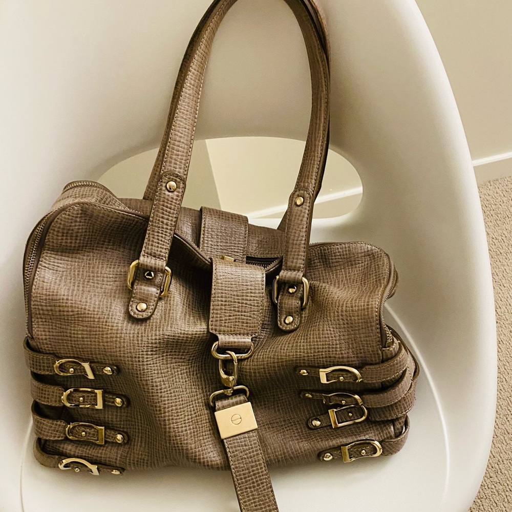 Authentic Jimmy Choo Python Taupe Textured Leathe… - image 4